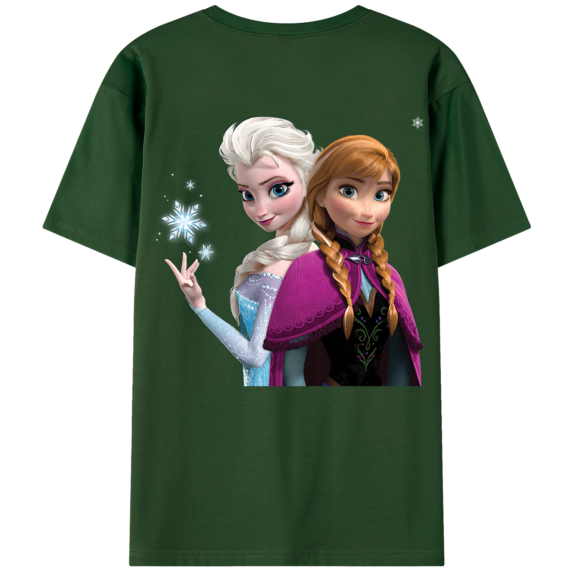 （画像用） アナと雪の女王 アンナ エルサ Frozen Anna Elsa 綿100％半袖Tシャツ（背面プリント）
